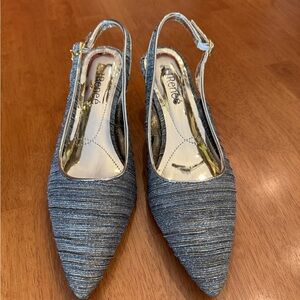 Chic silver J Renee Slingback Heels, size 8.